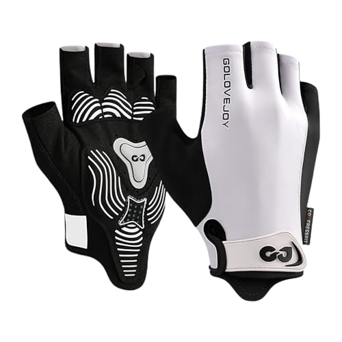 flintronic Guanti Palestra, Guanti da Fitness Traspiranti da Allenamento, con Protezione Imbottita in Schiuma, Antiscivolo Guanto Ciclismo, per Arrampicata Trazioni Alla Sbarra Calisthenics(M,Bianco)