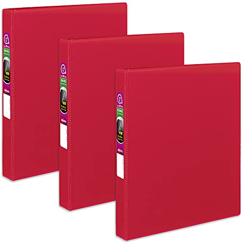 Classeur 3 anneaux inclinés Avery rouge anti-déchirure pour grand volume