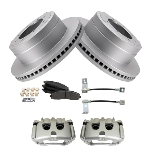 Image of TRQ Rear Brake Pad & Rotor Kit Semi-Metallic Premium G-Coated Compatible with 2017-2021 Ford F-350 Super Duty