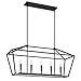 MOTINI 5-Light Kitchen Island Lantern Pendant Linear Chandelier Black Rod Hanging Light 40"x 12"x18.5"