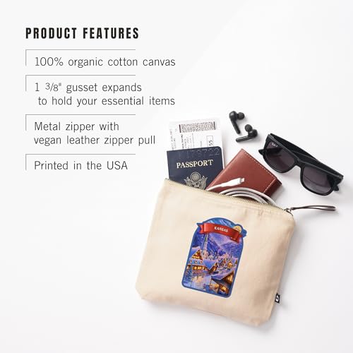 Kansas, Sleepy Winter Village, 100% Cotton Zipper Pouch, Travel Accessory, Go Bag3
