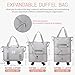VOOWO Rolling Duffle Bag, Expandable Foldable Carry On Luggage with Wheels, Large Weekend Bag (Grey)