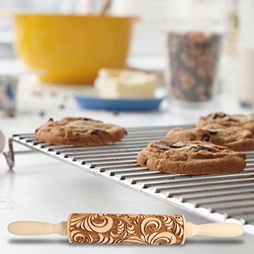 Embossed Rolling Pins For Baking With Design,3D Engraved Rolling Pin With Flowers For Engraved Cookies Roller #TOP3