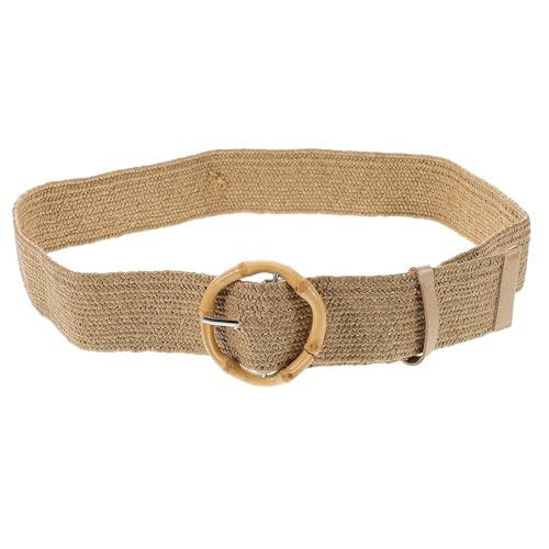 TEMPNAP Cinturón de Rafia PP Trenzado para Mujer, Accesorio Multifuncional para Vestidos y Trajes, Color Caqui, Estilo Bohemio para Uso Diario y Eventos