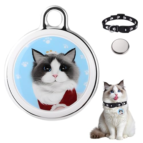 Afenau GPS Tracker Katze Hund, Tractive GPS Tracker für Katzen Ohne ABO, IP67 Wasserdichter Katzenhalsband mitGPs, Echtzeit-Positionierung KatzenTracker, KatzensGPS Trackers Halsband für IOS Android
