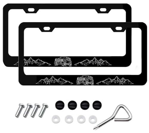 License Plate Frame 2 Pack Metal License Plate Frames Premium Aluminum Alloy Weather Proof fit for Ford Bronco