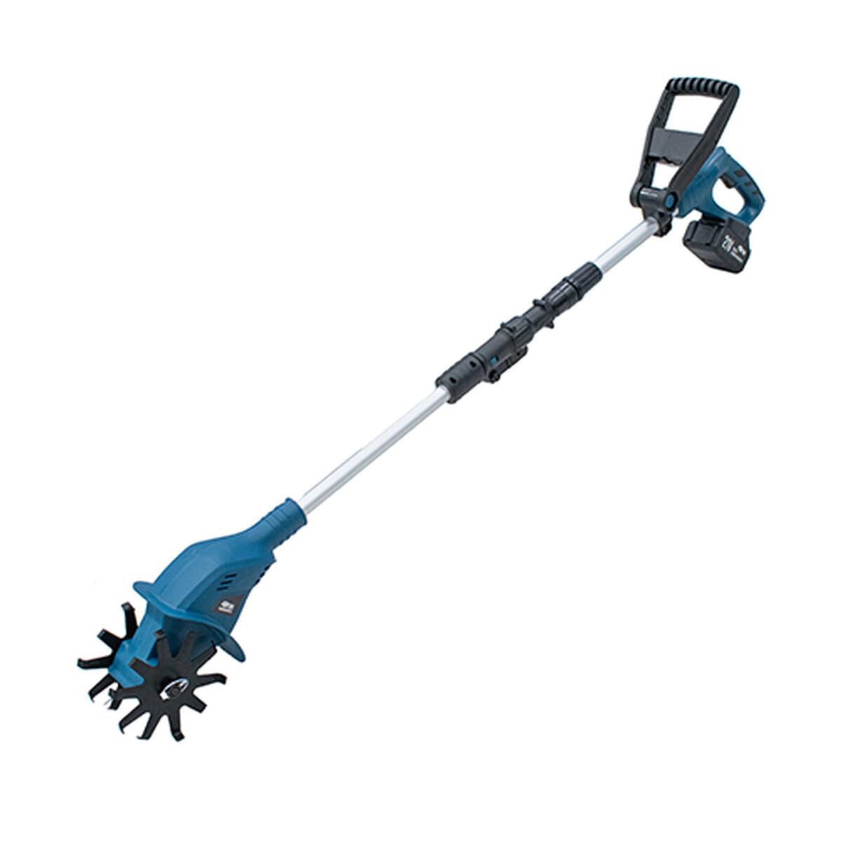 Ferrestock Motoazada Eléctrica 21 V con Batería de 4.0 Ah, 2 Cuchillas, Empuñadura Ajustable, Incluye Cargador.