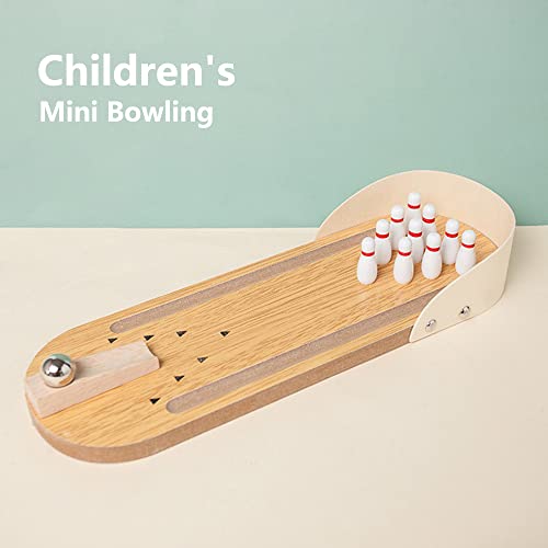 Mini Bowling Wooden Tabletop Game Desktop Bowling Toys Home Bowling Alleys Gifts For Men Adults Kids Teens Boys Parent-Child Interactive Desktop Game Casual Decompression Indoor Game Ball Toy Gift #TOP4