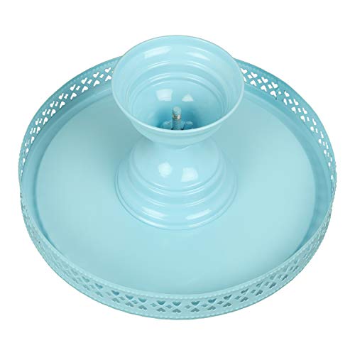 Image of Non Revolving Cake Stand Pedestal 13 inch Diameter (Top), Strong Metal (Sky Blue)