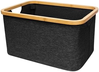 Cesto de Tela Plegable Negro para Ropa Sucia Rectangulo 45x30x24....