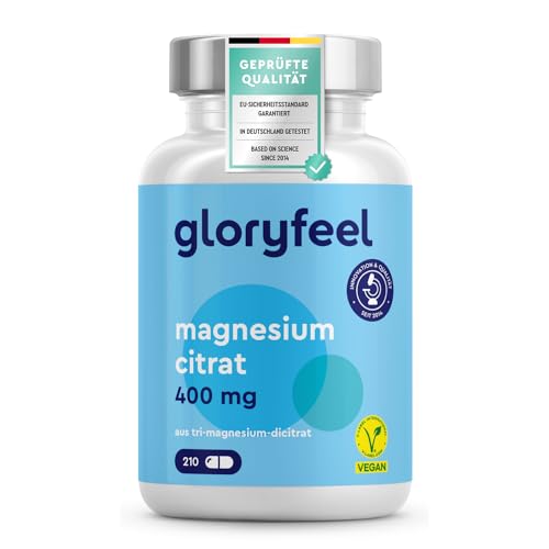 Magnesiumcitrat Kapseln - 2500mg, davon 400mg elementares Magnesium pro Tag - 210 Kapseln Tri-Magnesium Dicitrat Hochdosiert - Vegan, laborgeprüft, ohne Zusätze in Deutschland hergestellt