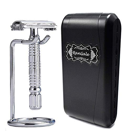 Butterfly Safety Razor, Rangale Double Edge Wet Shaving Kit,Gift for Men(Silver)