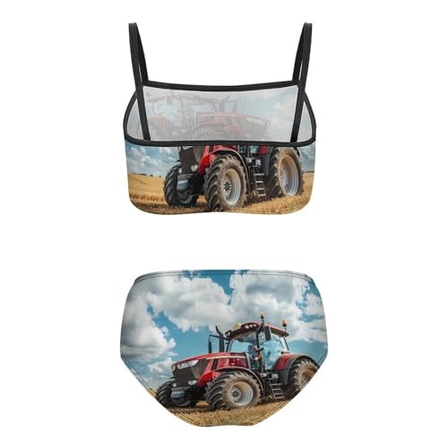 Tractor Printed Girls Swimsuits Two Piece Bikini Sets Beach Sport Swimwear Bathing Suit2