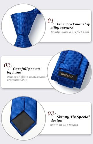 Image of HISDERN Ties for Men Solid Houndstooth Neckties Handkerchief Formal Business Tie & Pocket Square Set Wedding Party