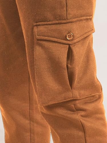 Image of KiddoPanti Boys Solid Fleece Cargo Track Pants | Cotton Poly Fleece Fabric | Ankle Length Jogger | 2 Cargo Pocket,1 Side Pocket | Elastic Waist & Drawcord | Jogger Track Pants