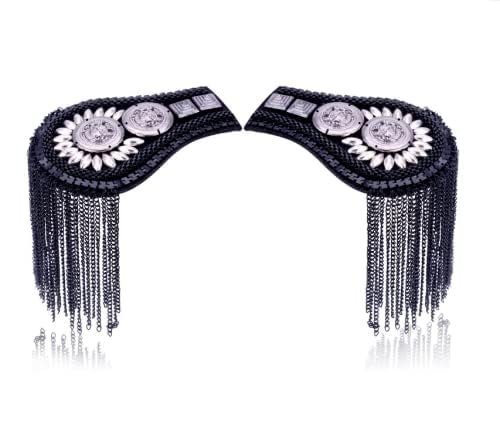 Image of 2 Pcs Vintage Tassel Link Chain Epaulet Shoulder Boards Badge Brooch For Men Women Uniform Epaulettes Accessories