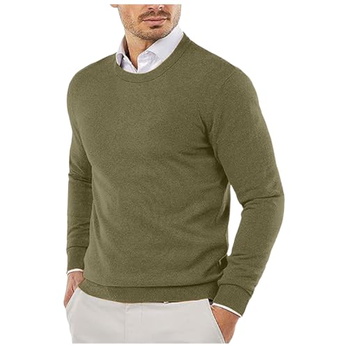 Fxbar Men's Black Sweater Mens Crewneck Sweater Soft Pullover Sweaters Long Sleeve Knitted Textured Jumper Fall Winter Outwear, Green-b, X-Large
