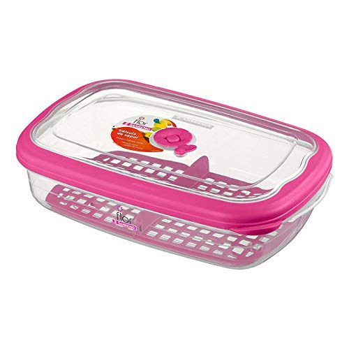 Pote Fiambres Plástico Sanremo Transparente / Rosa 2.4L​ Plástico