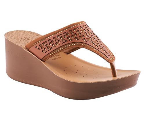 Image of puntoblu Embellished Ultra Comfort Platform Heels for Women | Comfortable Padded Footbed | Anti-Skid & Durable High Heel Slippers for Girls | Ideal for Casual, Party & Ethnic Wear