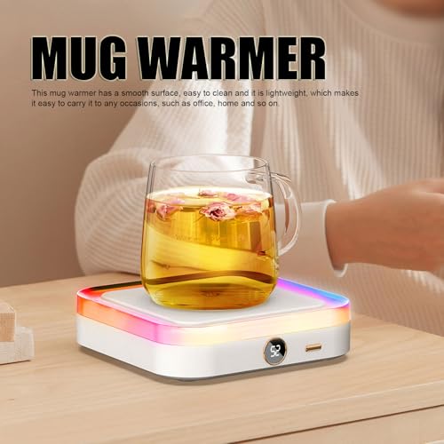 Beverage Heating Plate, Cup Warmer Electric Thermostat Coaster 3 Temperature Settings for Hot Coffee Milk Tea Water Cocoa Desk Home Office Use