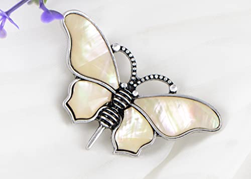 Image of Alilang Abalone Shell Butterfly Insect Brooch Lapel Pins Pendant Scarf Shawl Accessories Wedding Party