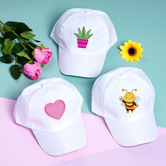 10x DIY Baseball Caps Weiß/Beige - Bemalbare Mützen Für Kinder & Erwachsene