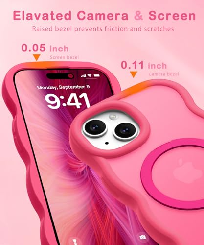 Coque compatible MagSafe iPhone 14 Plus silicone rose support translucide mat - 5