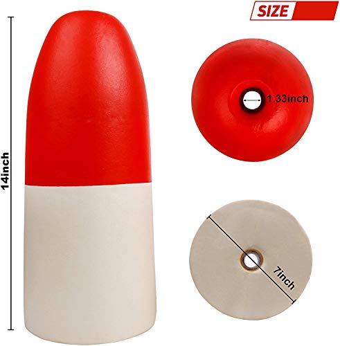 SILANON Crab Trap Floats Buoy -1 Pack Red/White Kayak Crab Pot Shrimp Trap Float Stabilizers Marker Buoys for Fishing 7x14