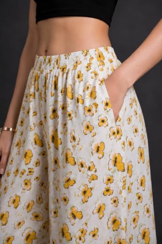 Image of Women Printed Palazzo Pants Combo Pack of 2, Comfortable Elastic Waist Lounge Pants for Women | Relaxed Fit, Loose Fitting Wide Leg Palazzo Pants, Casual Bottom (Available in S to 3XL Size)
