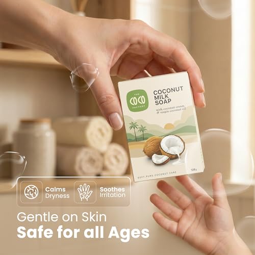 Image of Natural Coconut Milk Soap Bar | Pack of 2 x 125g | Handmade & Cold Process | Deep Hydration & Moisture for Dry Skin | Paraben-Free, Sulphate-Free | Gentle Bath Soap for Men & Women
