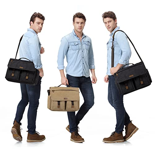 VASCHY Vintage Waxed Canvas Satchel
