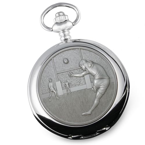 Reloj de bolsillo de rugby en peltre clásico para entrenadores y aficionados