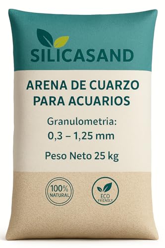 Genérico SilicaSand - Arena de Cuarzo para Acuarios, para Agua Dulce o Salada, Granos de 0,3-1,25 mm, Cantidad 25 kg
