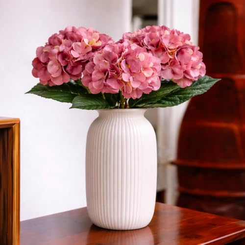 Image of Art Street Artificial Pink Hydrangea Flower Stick for Vases| Faux Flowers| Ideal for Home Decor, Items for Living Room, New Year Decor| 6 Head Flower|Size: 18 Inch (Set of 1)