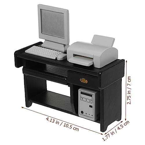 NUOBESTY Miniature Computer Simulation Office Furniture Dollhouse Accessories Mini Desktop Chair Keyboard Model for Dollhouse Black - Image 3