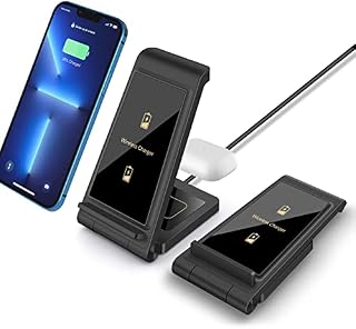 Wireless Charger Foldable Wireless Charging Station 2 in 1 Fast Charger Stand compatible with iPhone 14 13 12 11 Pro max XS XR X/Air pods pro,Samsung Galaxy S22/S21/S20/S10/Note20/Galaxy Buds
