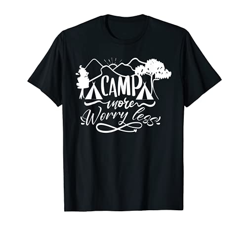 Camp More Worry Less Gift, Retro Vintage Best Camping Party Maglietta