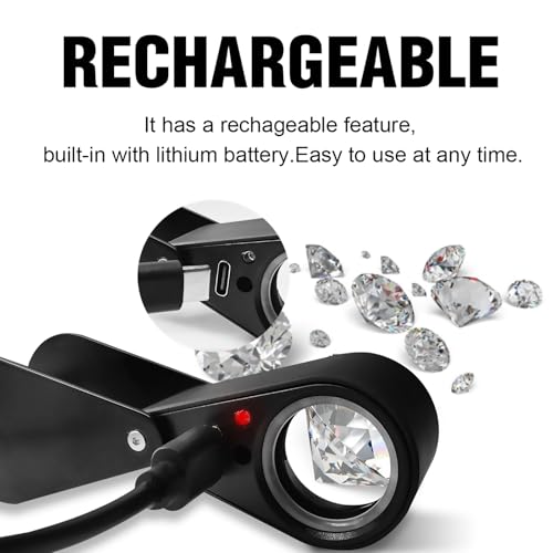 10X Rechargeable Jewelers Loupe with UV & LED Lights Four Light Modes, 22mm Triplet Lens Illuminated Folable Eye Loop Magnifier Pocket Jewelry Magnifying Glass for Jewelry, Gemstone, Coins, Stamps by Koparneed - Image 4