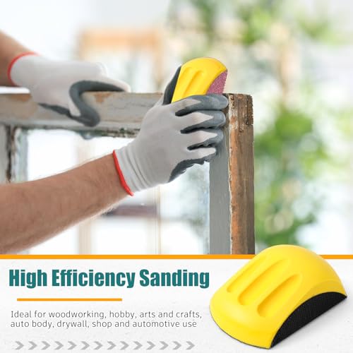 Dansib 4 Pcs 5 Inch Hook and Loop Mouse Hand Sanding Block Hand Sander Block Sanding Mouse for Wood, Furniture Restoration, Home, Automotive Body, Woodworking Tools