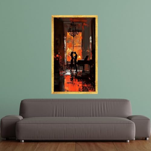 Éclairage orange spectaculaire sur toile décorative de couple intime - 2