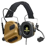 EARMOR Tactical Headset Hunting & Shooting Earmuffs with Microphone, Sound Amplification, Nato TP120 Jacket, Coyote Brown