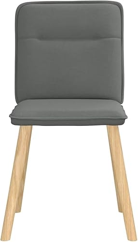 Miniatura 5 de Juego de 6 sillas de comedor modernas tapizadas de tela gris oscuro con marco de madera de goma para cocina y comedor