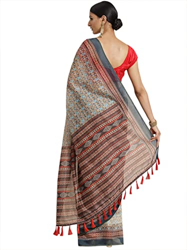 Image of Amazon Brand - Anarva Women's Kalamkari Saree With Blouse Piece