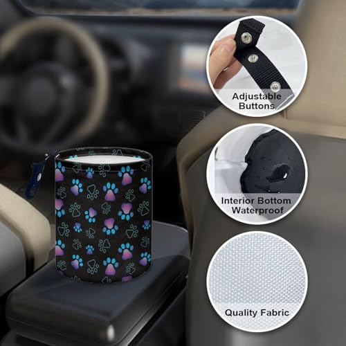 Image of Dog Paw Car Trash Can, Car Trash Bag, Hanging Car Organizer and Storage Bag, Trash Bin Collapsible Universal Fit for Car Accessories, Vehicle, Travelling, Camping Trash Container