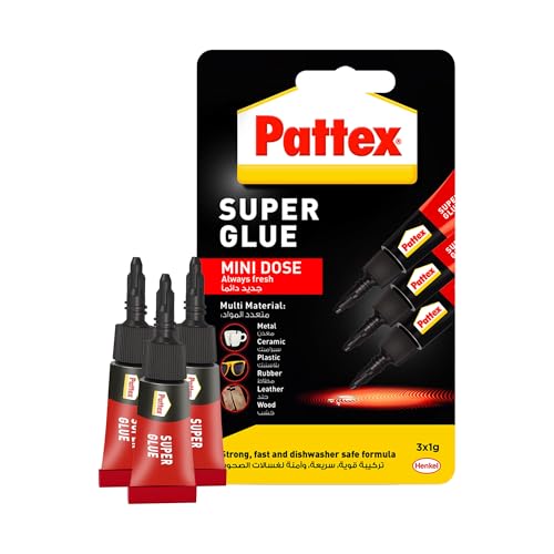 Pattex Super Glue Mini Dose Strong All Purpose Adhesive For Repairs Easy To Use Instant Super Glue 3X1G