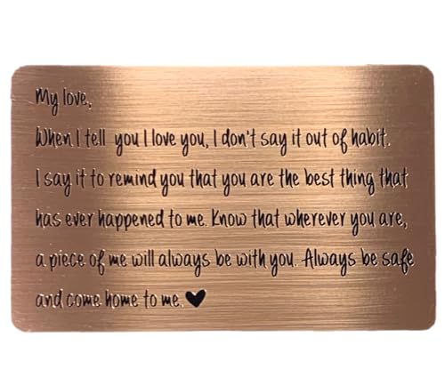 Anniversary Card Gifts for Him Men to Husband from Wife Engraved Wallet Card Insert I Love You Fiance Engagement Fathers Day