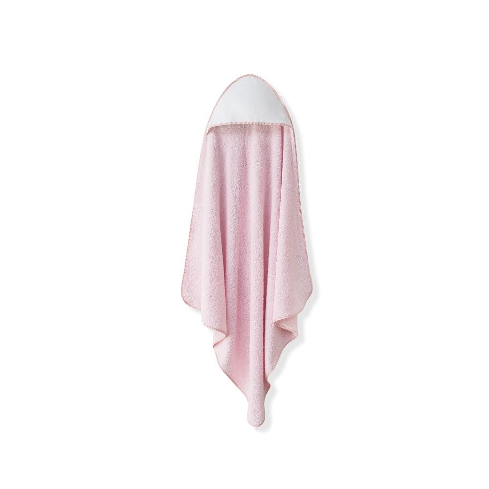 Interbaby - Capa de Baño Bebe Rosa + Babero | Toalla Bebe con Capucha 100% Algodón, 100x100cm, Unisex | Suave, Cómoda, Ideal Recién Nacidos, Bebes y Niños Pequeños | Diseño Punto de Cruz Liso