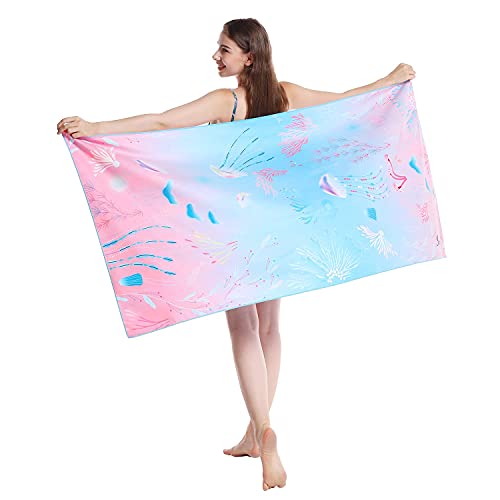 Jmqys Beach Towels Xxl Microfiber Travel Towels Double-Sided Printing Camping Towels Super Absorbent Towel Fast Dry Sand Free Ultra Soft Sport Towel With Bag Perfect For Camping Gym Spa Yoga(63"X31") #TOP6