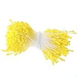Tyqour 350 Pcs 3mm Yellow Pearl Double Heads Handmade Flower Stamens for Flower Making Artificial Paper Stamens for Crafts DIY Christmas Card Wedding Scrapbook Decoration