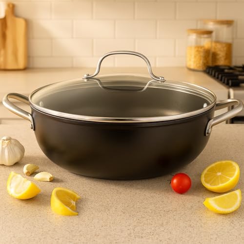 Cuisiland 11" Honeycomb Cast Iron Wok with Lid & Dual Handles – Non-Stick Stir-Fry Pan, Stainless Steel Handles, Oven Safe, Classic Heat Retention for Steaming, Stir-Frying & Sautéing - Thumbnail 2